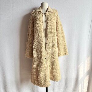 1960s 1970s Cream Colored Wool Hand Woven Coat